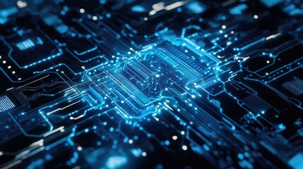 A futuristic artificial intelligence logo featuring a computer screen with holographic interface details.