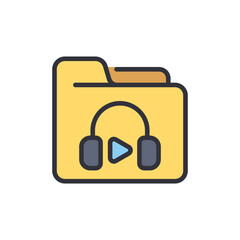 Obraz premium Audio visual folder colored icons, minimalist vector illustration ,simple transparent graphic element .Isolated on white background
