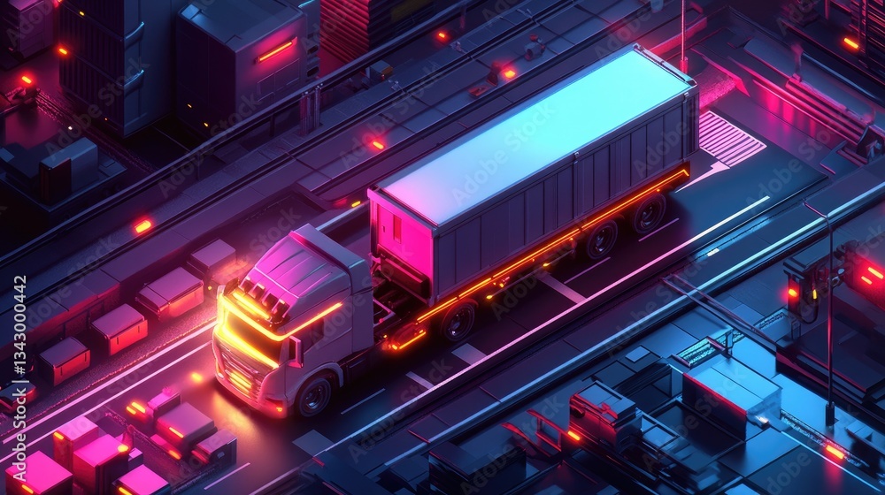 Poster a futuristic digital logistics system monitoring temperature-sensitive cargo in real-time using smar