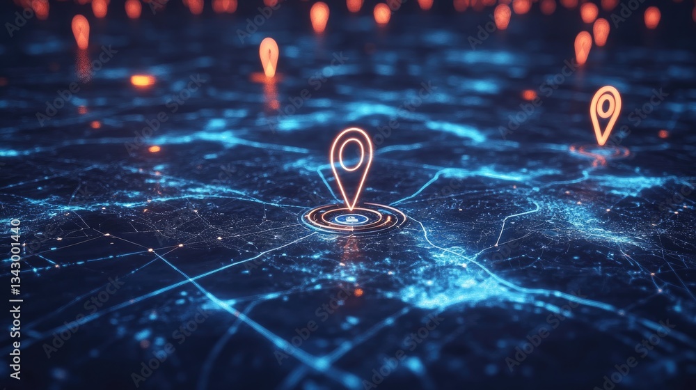 Aufkleber a futuristic gps tracking system with satellite connections, real-time location updates, and multi-r