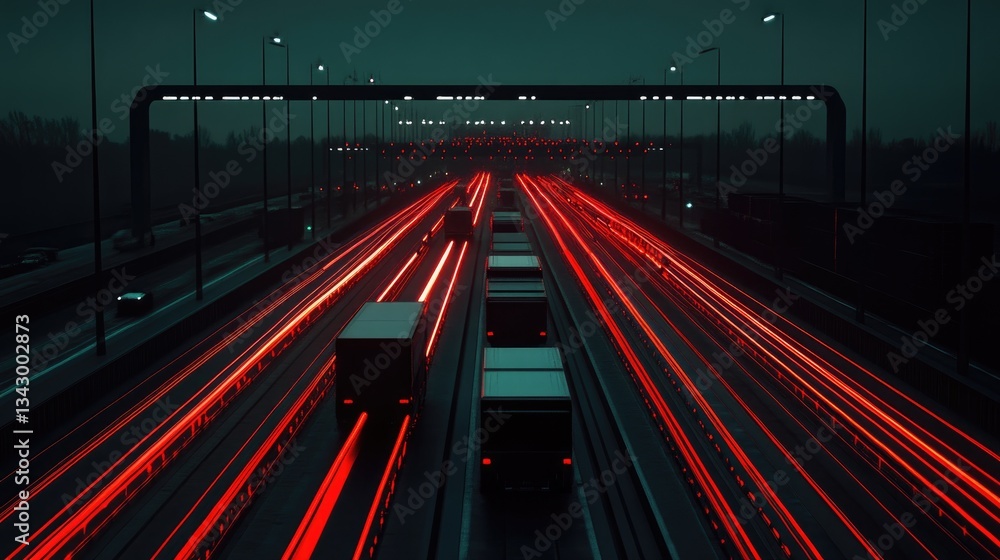 Poster a futuristic logistics center utilizing ai-driven gps tracking to streamline supply chain efficiency