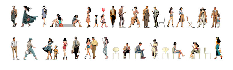 Architectural Scale People Figures Illustrated Silhouettes