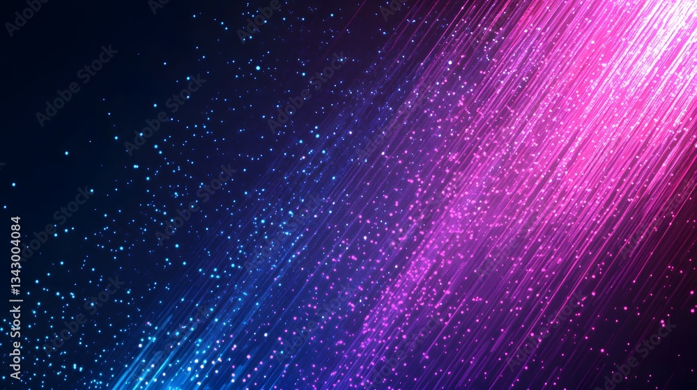 Poster diagonal lines of light emitting particles in a colorful display