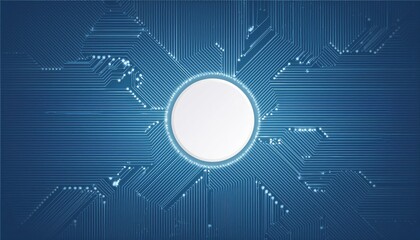 Obraz premium Futuristic technology background with white circle circuit wires on motherboard