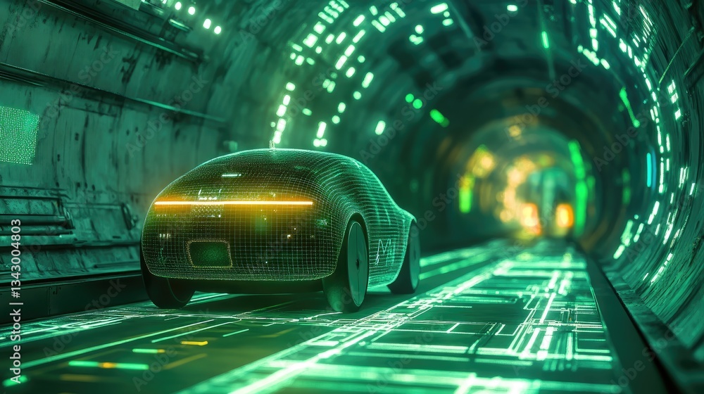 Aufkleber a futuristic tunnel system for high-speed autonomous electric vehicles using ai-driven route optimiz