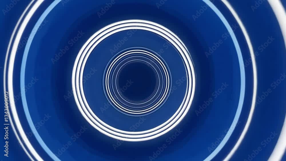 Poster abstract concentric circles of white and blue creating a tunnel effect on a blue background