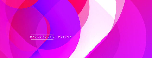 Circular abstract design with overlapping translucent circles and round shapes, blending gradients and smooth curves, creating depth, contrast, and a dynamic visual effect