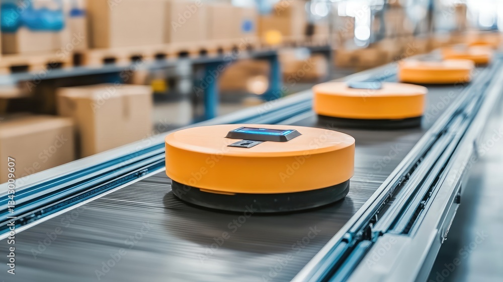 Poster a high-tech distribution center using robotic sorting systems and ai-driven logistics automation for