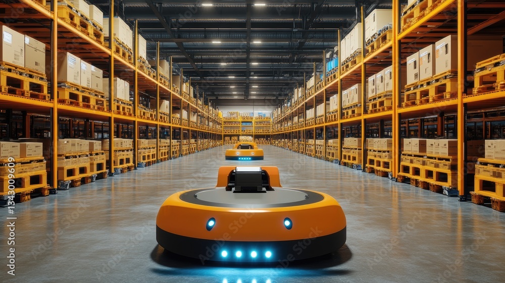 Poster a high-tech distribution center using robotic sorting systems and ai-driven logistics automation for
