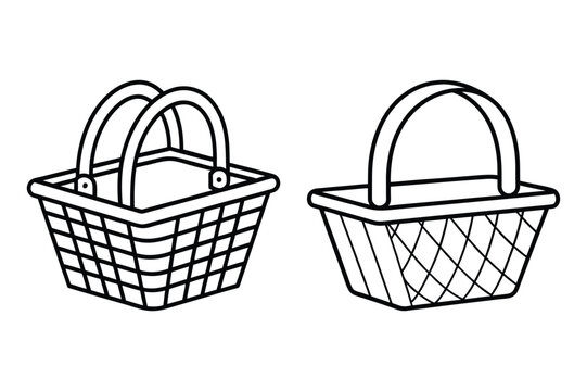 Summer busket icons silhouette vector set