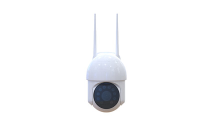 Modern security wifi CCTV camera with infrared night vision, isolated on a white transparent,...