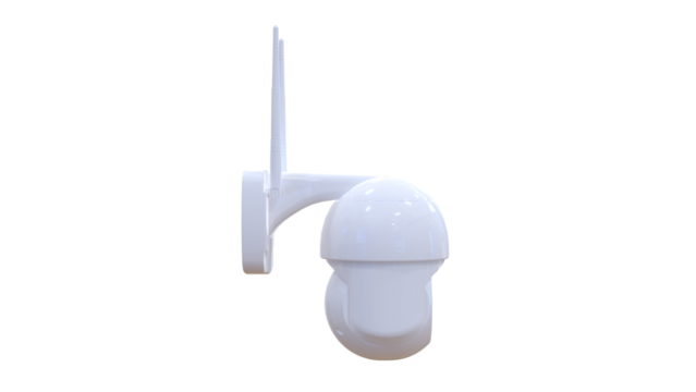 Modern security wifi CCTV camera with infrared night vision, isolated on a white transparent, symbolizing surveillance and safety