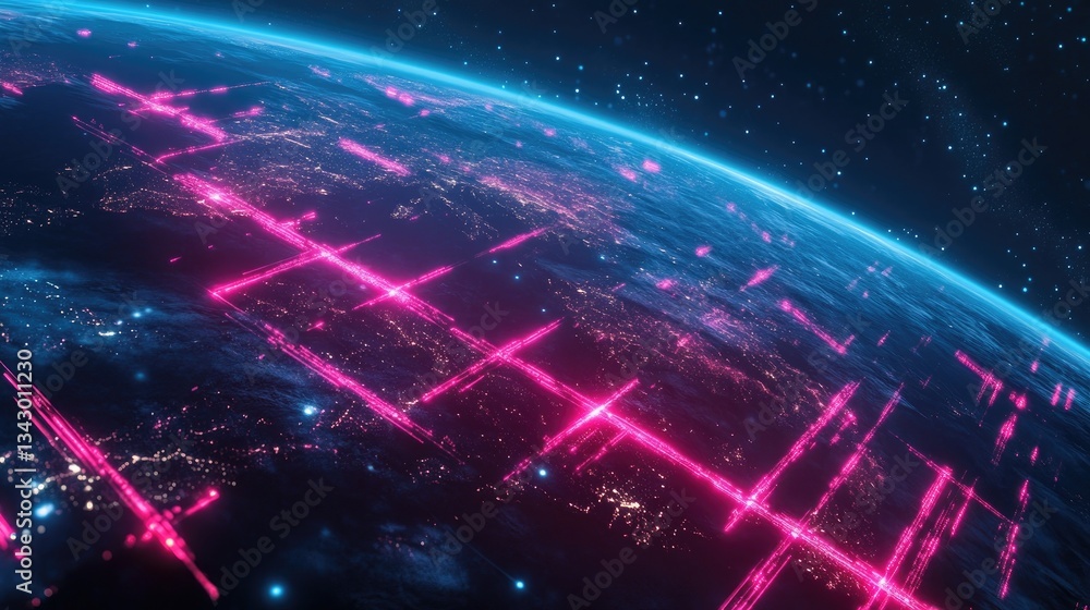 Poster a hyper-connected global shipping network with automated container terminals and real-time cargo tra