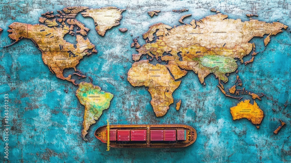Poster a hyper-connected global shipping network with automated container terminals and real-time cargo tra