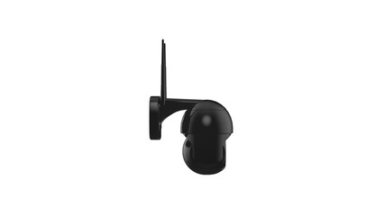 Black Modern security wifi CCTV camera with infrared night vision, isolated on a white transparent,...