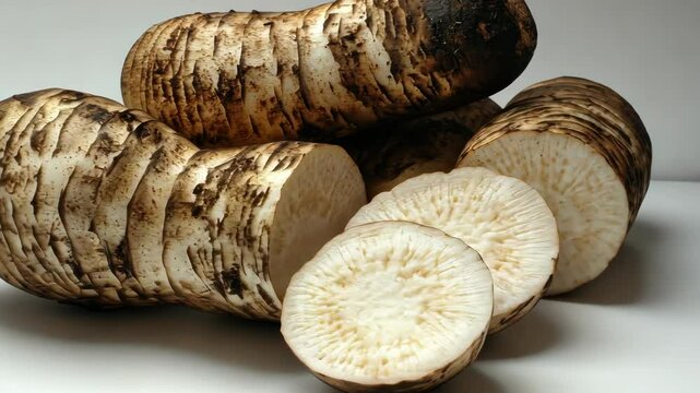 Close-up of Freshly Harvested  Elephant Yam Tubers, Ready for Cooking or Processing