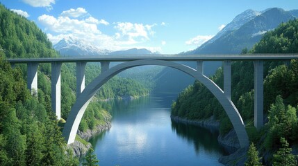 Obraz premium A large highway bridge with elegant engineering design, spanning across a vast river.