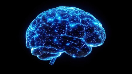 A conceptual image of a glowing AI brain network evolving in real time 