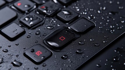 Water droplets on a black keyboard
