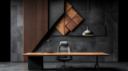 Modern Minimalist Office Space with Stylish Desk and Contemporary Wall Design Elements