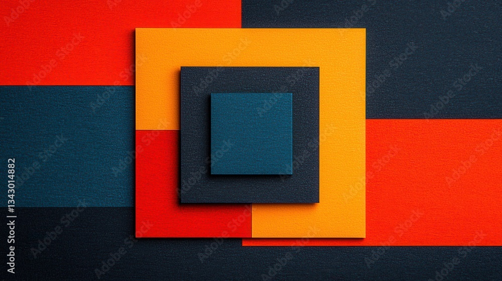 Aufkleber colorful geometric shapes in layers on a dark background creating an abstract graphic design