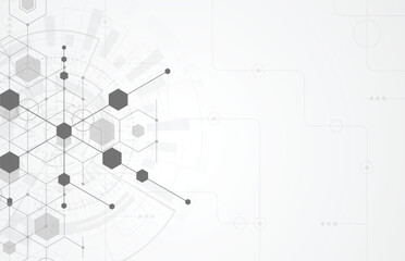 Abstract science template. Technology lines and dots connection background. Wallpaper or banner with a DNA molecules. Vector illustration