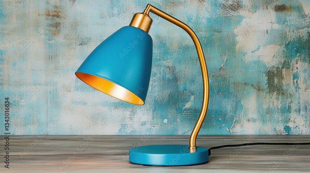 Poster modern desk lamp with unique design and vibrant color on artistic background