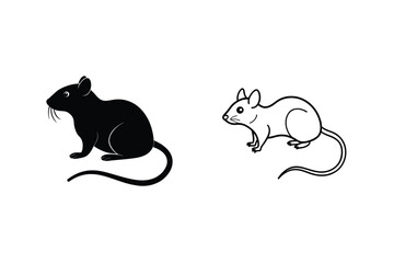 Black and White Rat Illustrations Simple Rodent Drawings
