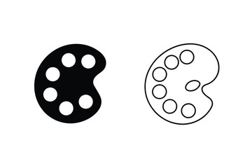 Artists Palette Icons Filled and Outline Vector Graphics