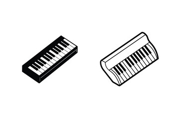 Isometric Keyboard Illustrations Piano, Synthesizer, Keys, Music, Instruments