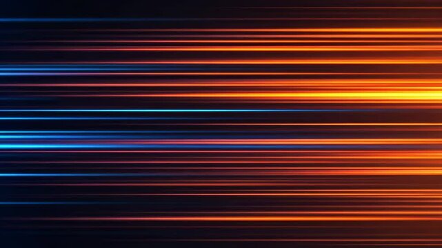 Abstract background featuring horizontal lines of blue and orange light streaks design