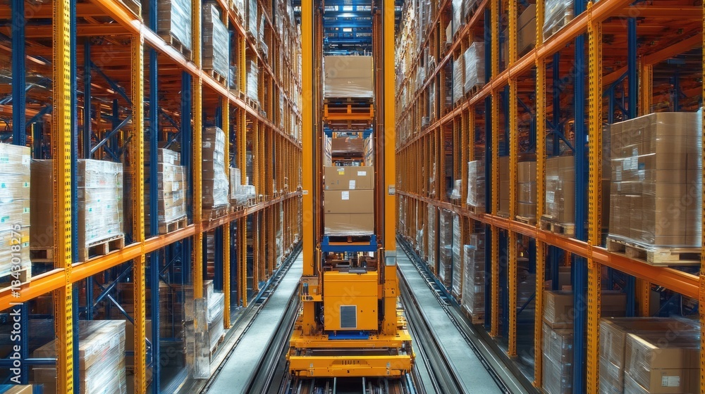 Poster a robotic cargo sorting system optimizing warehouse logistics for efficient automated freight transp