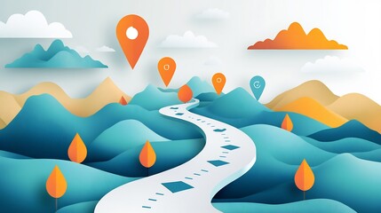 Business planning roadmap milestones abstract landscape strategic vision