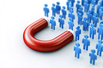 Red magnet attracting blue figures.