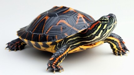 Large turtle isolated against a white background, showcasing its unique features and texture