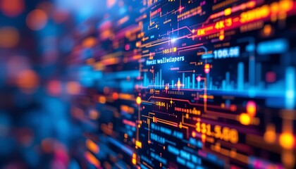 Abstract Tech Wallpaper Neon Data Stream Background