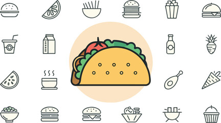 Set of Taco vector design, Taco Logo and icon design, Taco Illustration vector design