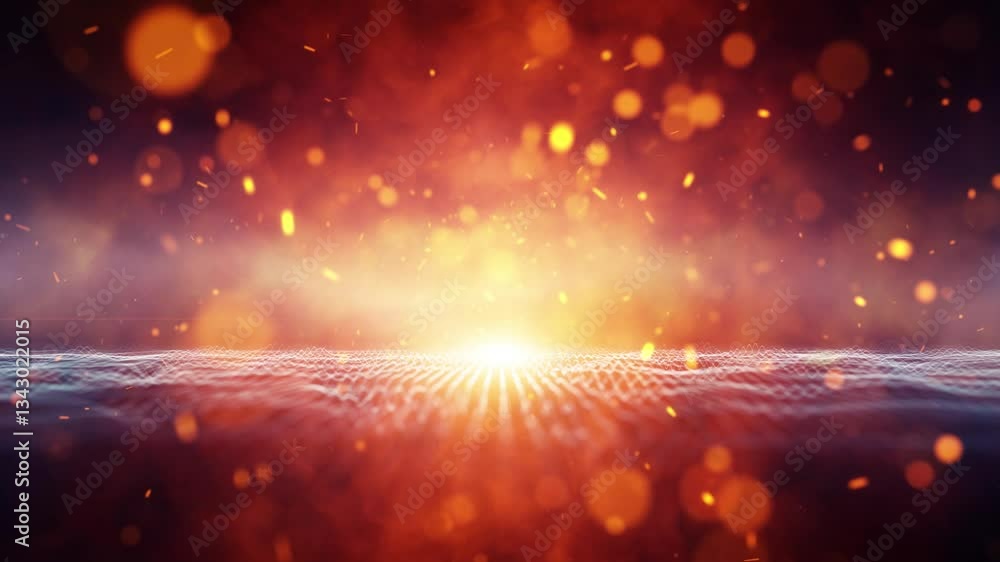 Aufkleber artistic fire flames with sparks and digital technology and science waves loop animation background.