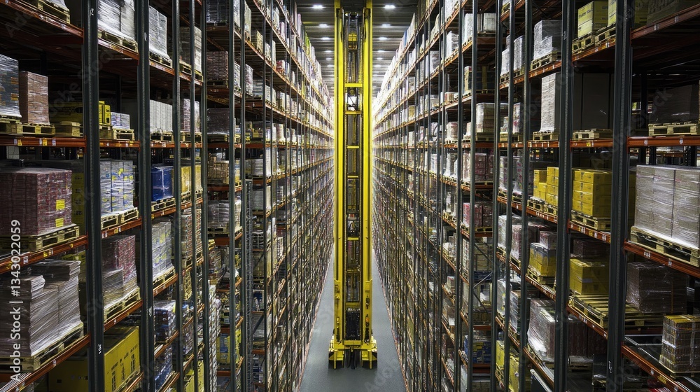 Poster a smart warehouse with automated forklifts and robotic cargo handling systems streamlining freight l
