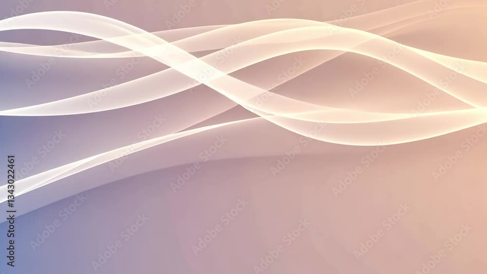 Poster abstract background with flowing white lines on a gradient of peach and light purple color