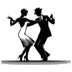 Obraz premium dancing couple dancing, silhouette of Charleston couple, Elegance in Motion: Dancing Silhouette
