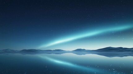 Obraz premium Tranquil Night Scene with Aurora Glow and Mirror-Like Reflection