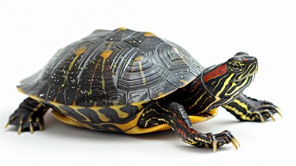 Obraz premium Large turtle against a clean white background, emphasizing its unique features and form