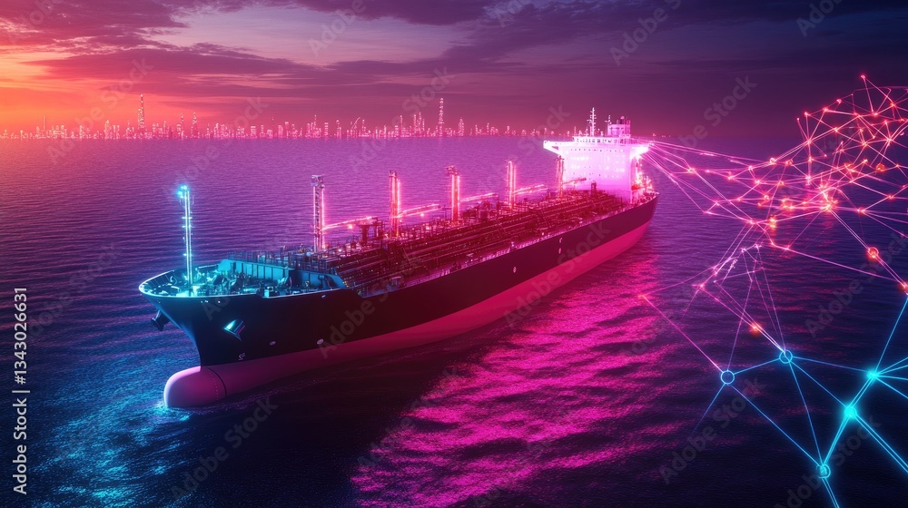 Poster next-generation cargo ship using ai-driven automation, alternative fuels, and energy-efficient logis