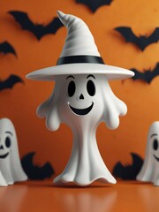 Obraz premium halloween pumpkin with witch hat