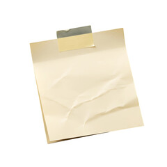 Crumpled Sticky Note with Tape on Transparent Background