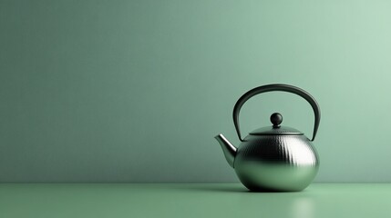 Space Silver Teapot Scene Cozy Right Text Vibe Empty