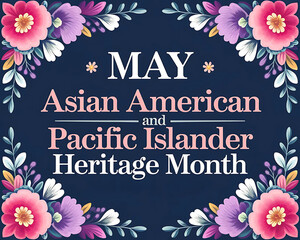 Asian American and Pacific Islander Heritage Month with Vibrant Tropical Leaves for Event Graphics and Posters.