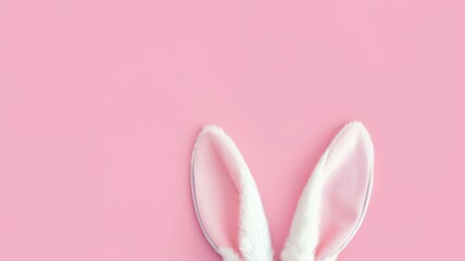 rabbit ears on pink background, copy space for text