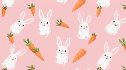 Fototapeta premium pattern with rabbits and carrots, background